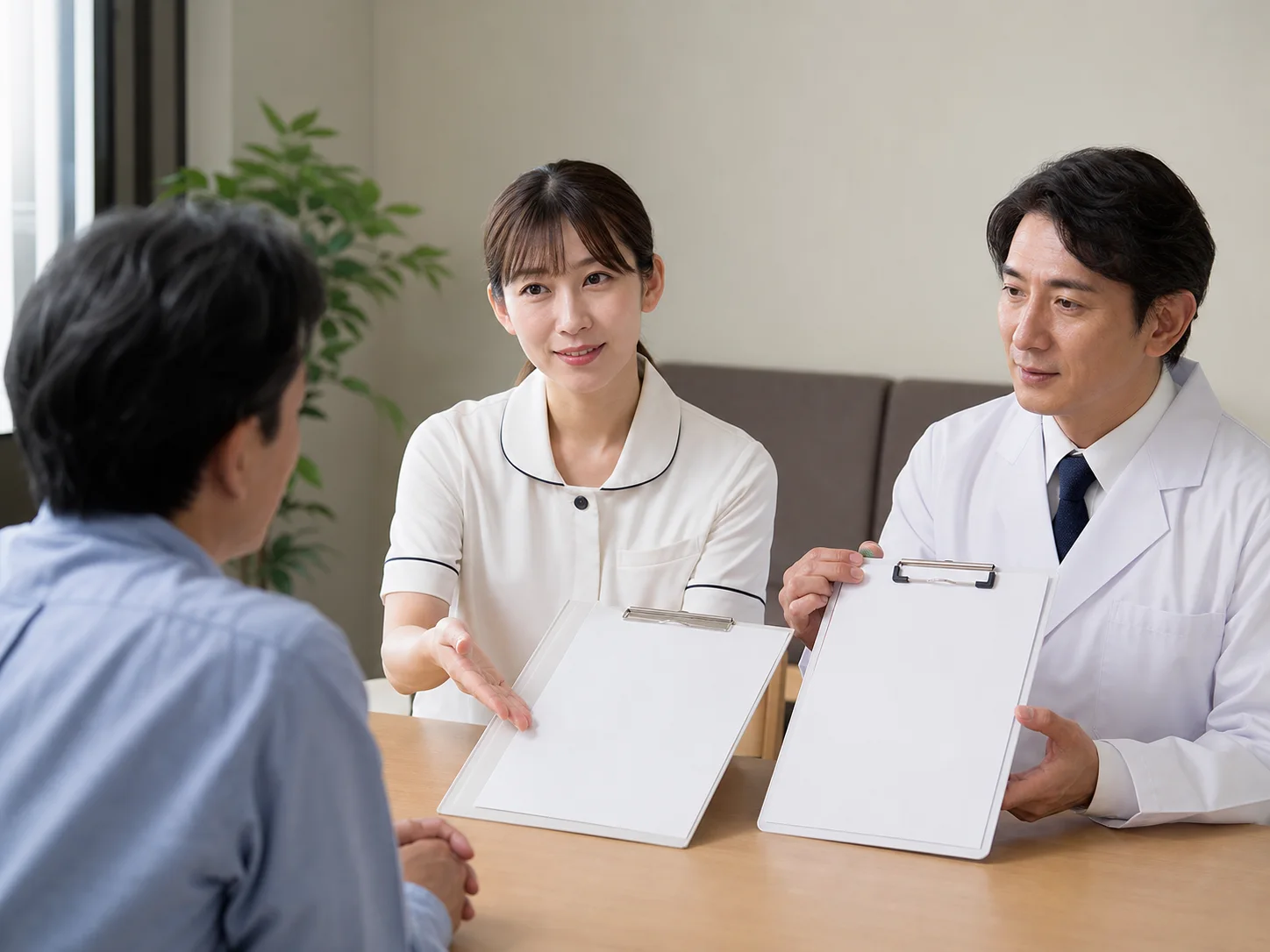 保険診療と自由診療の違いについて説明を受ける患者さん