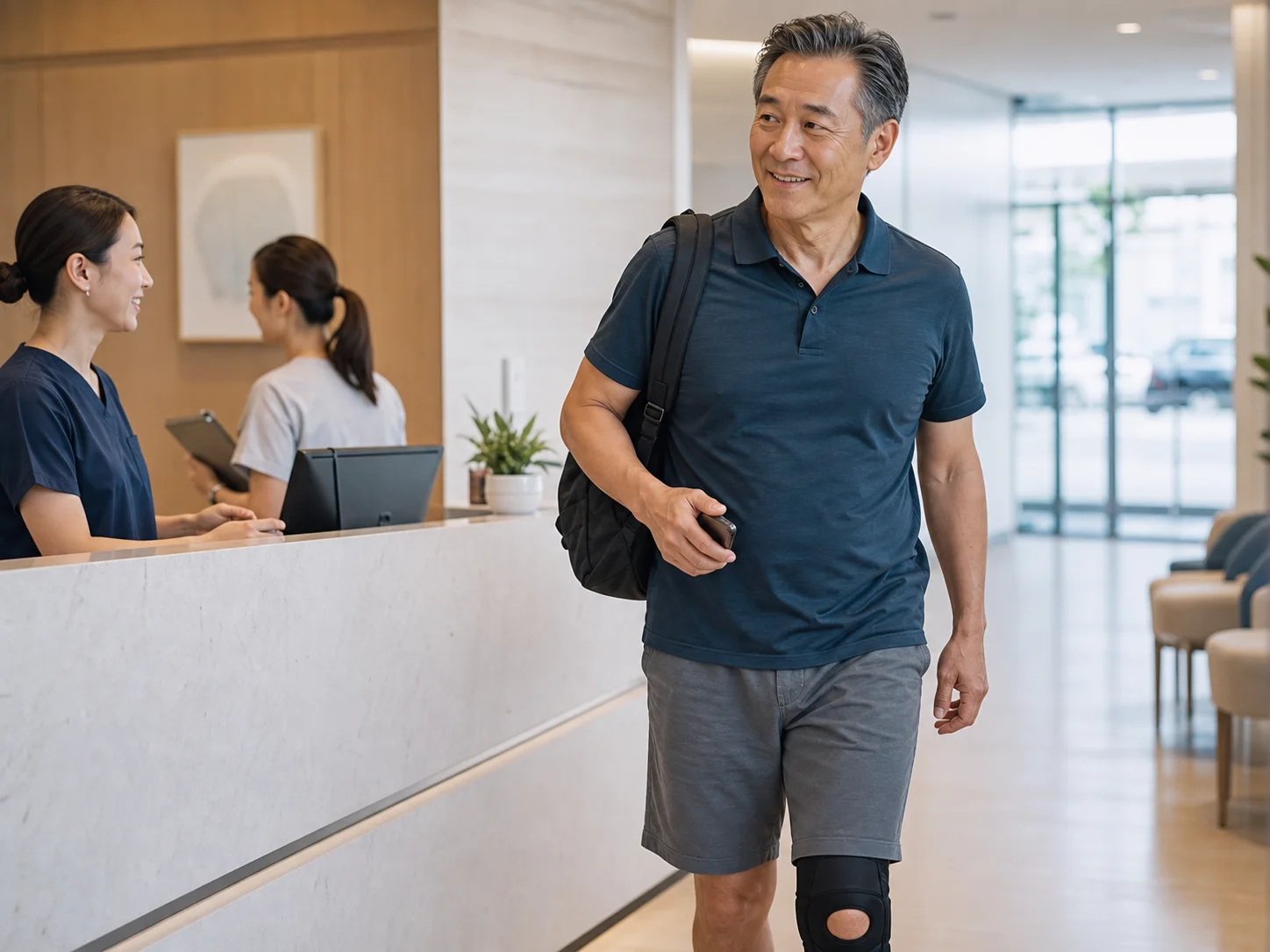 日帰り診療を終えてクリニックを出る患者さん
