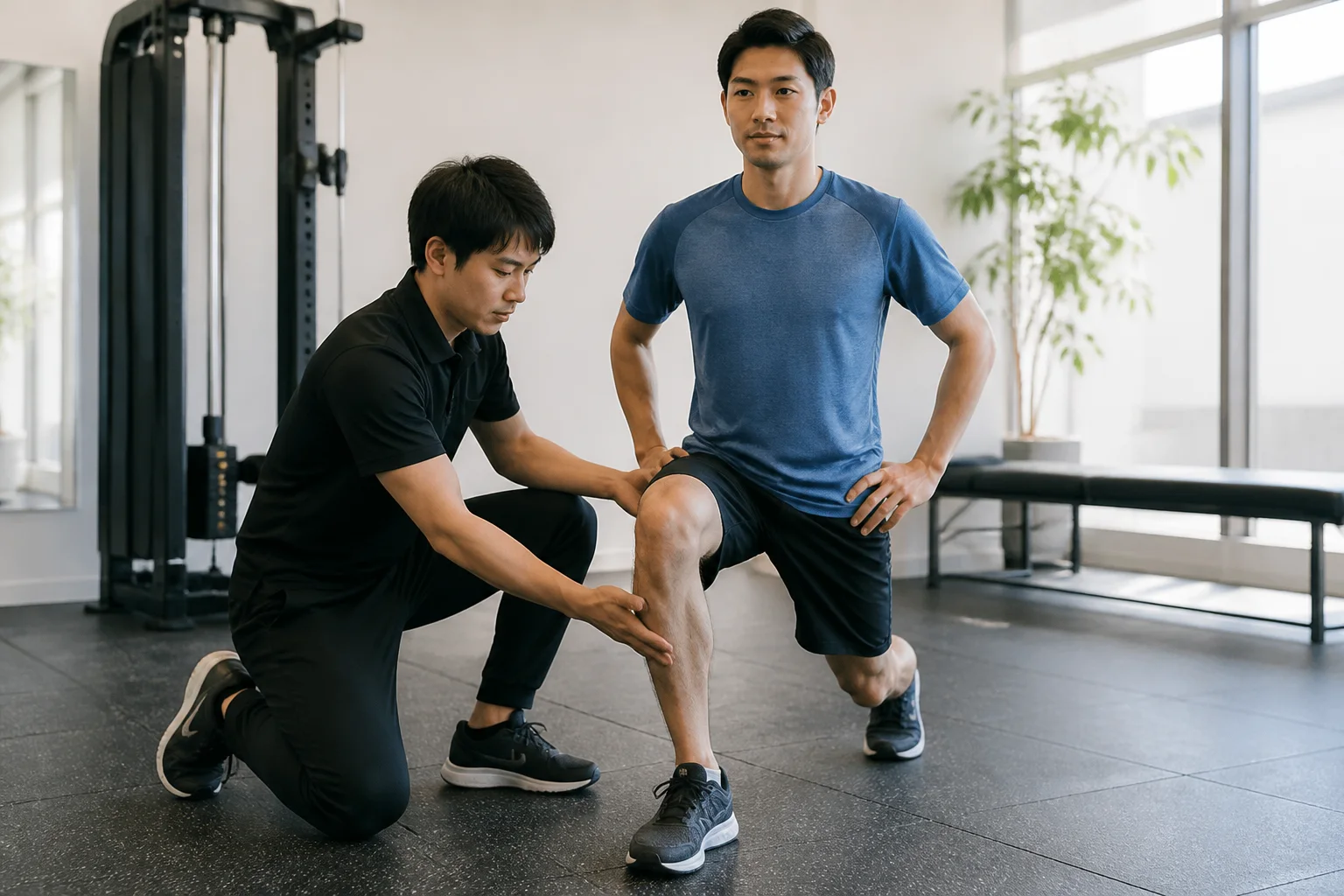 理学療法士がスポーツ動作を評価する様子