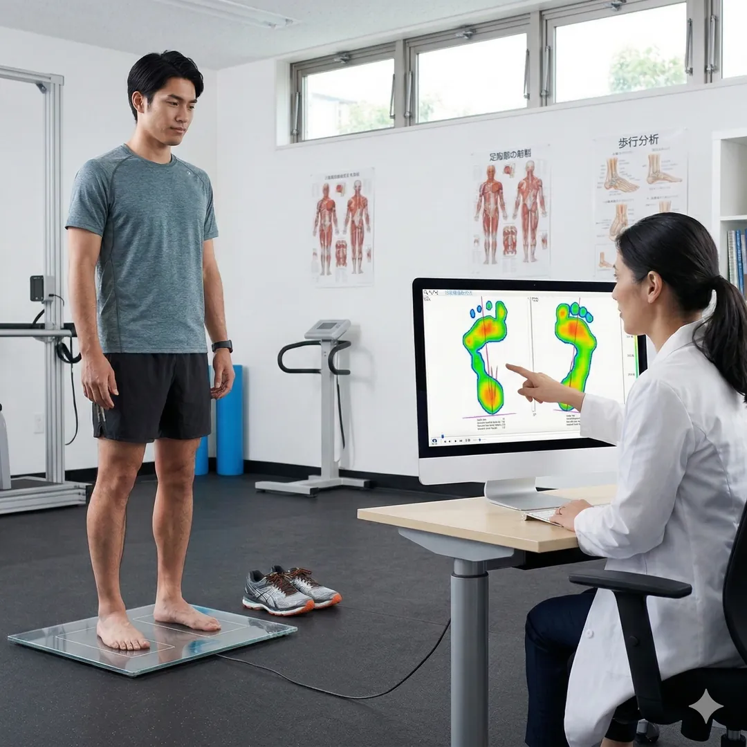 立位の足底圧分布を画面で確認するイメージ