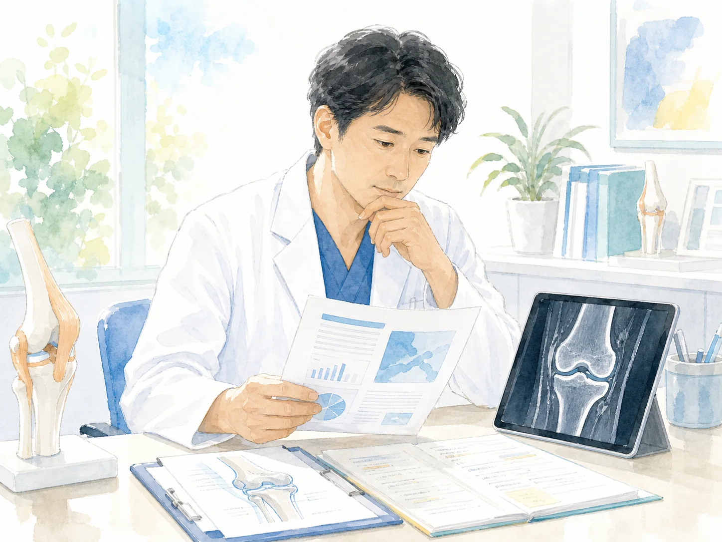 医学情報と画像所見を確認するイラスト