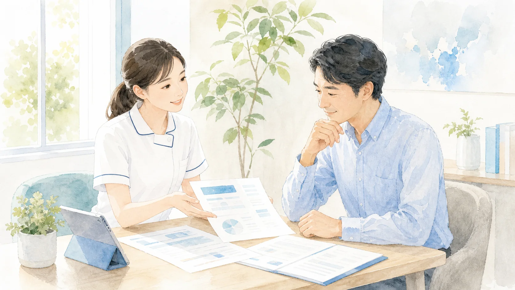 診察時に治療内容を説明するイメージ