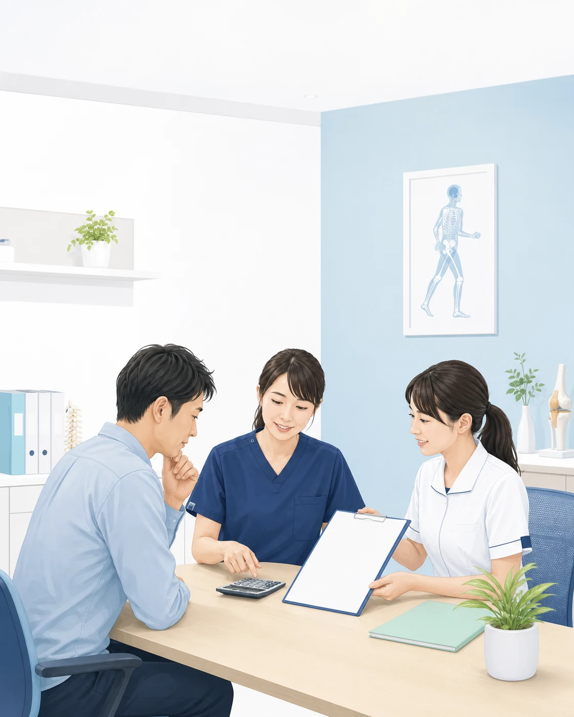 PRP治療の費用と保険について相談する様子を描いた生成イラスト