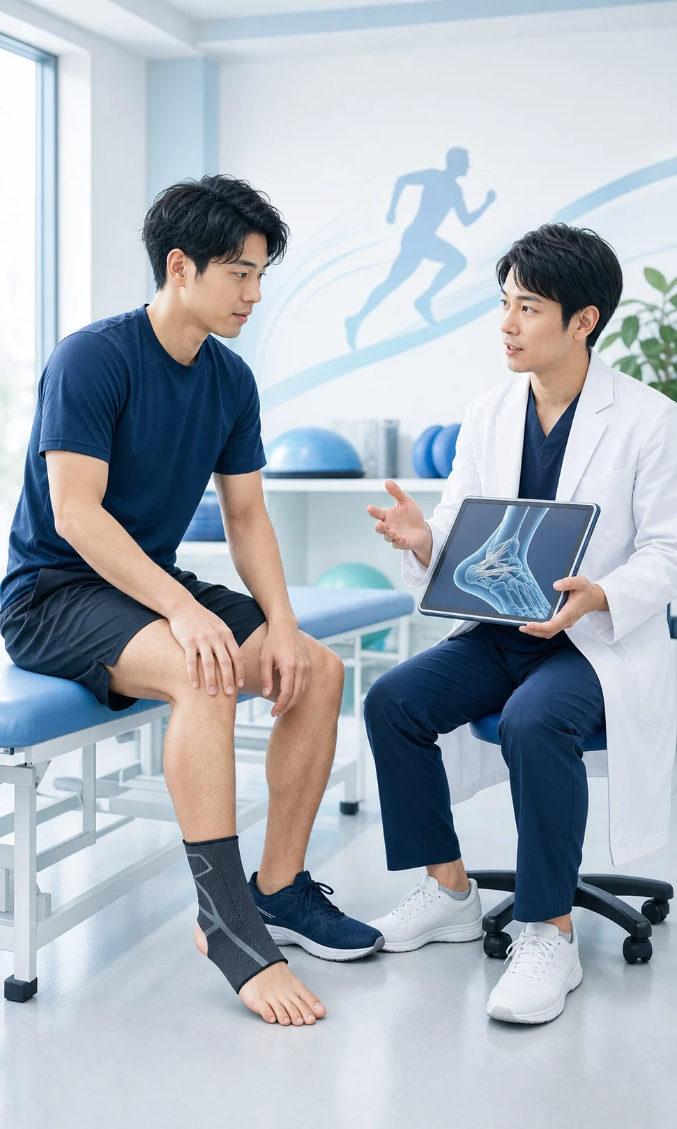 足関節靱帯損傷を相談する日本人患者のイメージ