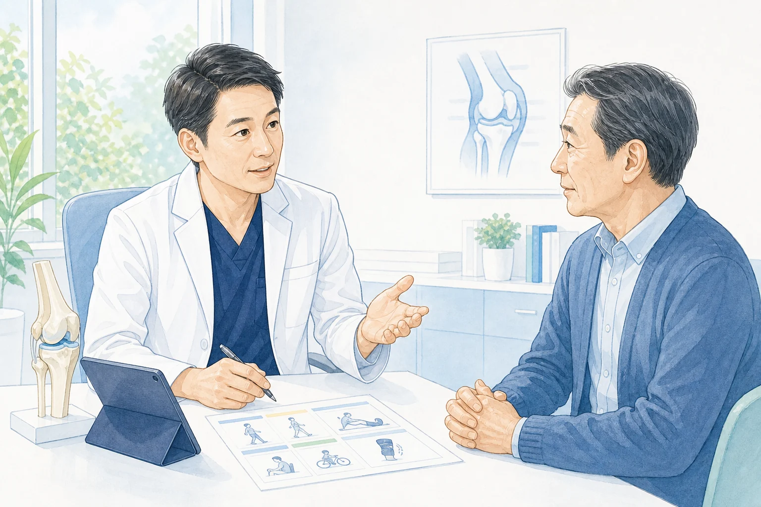 治療方針を相談する場面を描いた生成イラスト