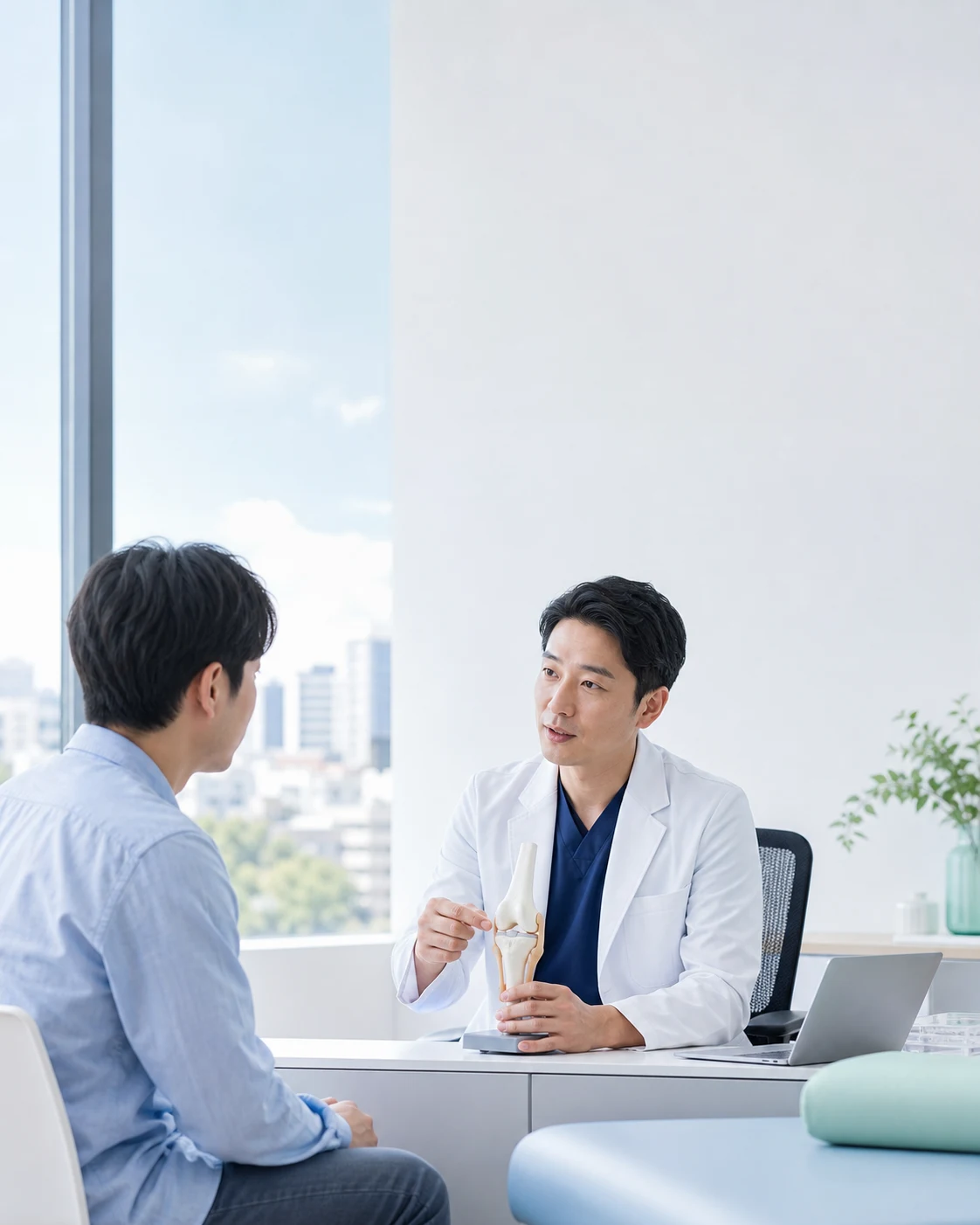 名古屋でPRP療法を検討する際の確認事項を相談する様子を描いた生成イラスト