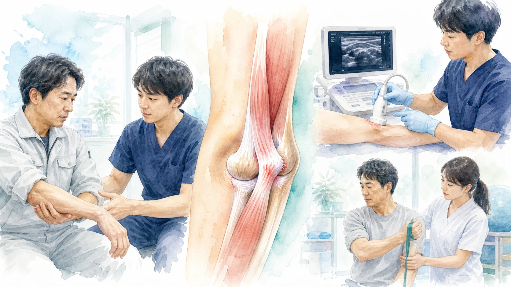 遠位上腕二頭筋腱障害のPRP研究を整理した図解