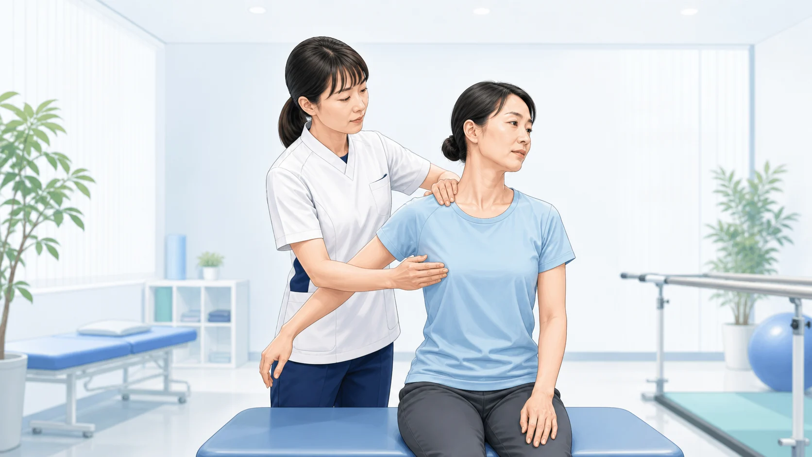 首と肩の動きを評価するイメージ