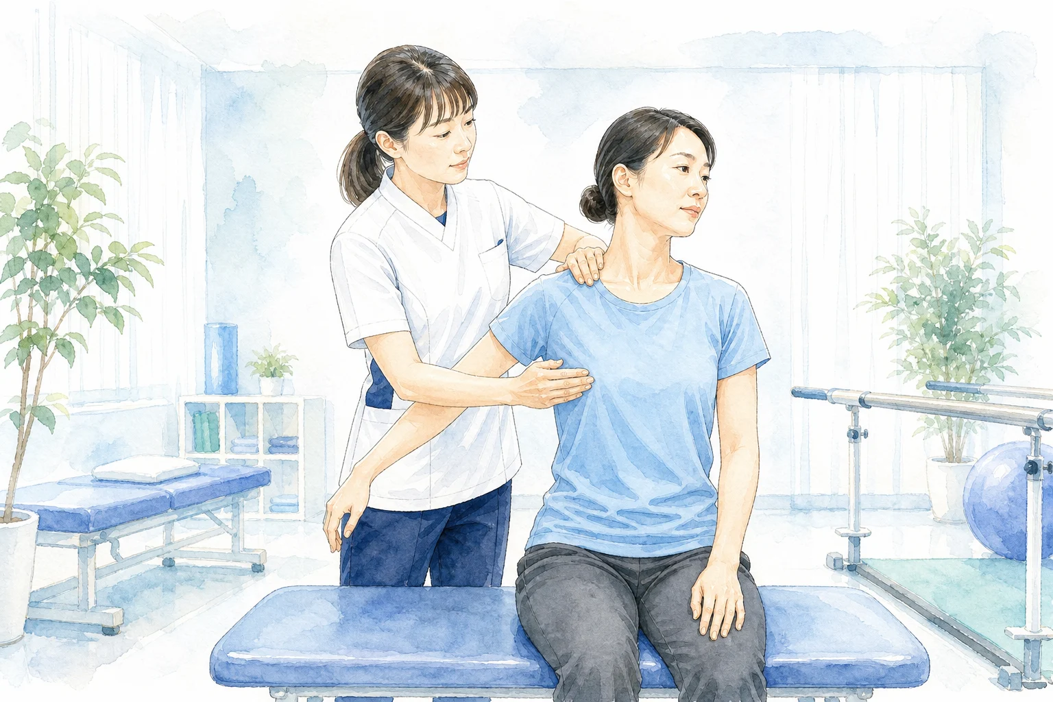 首と肩の動きを評価するイメージ