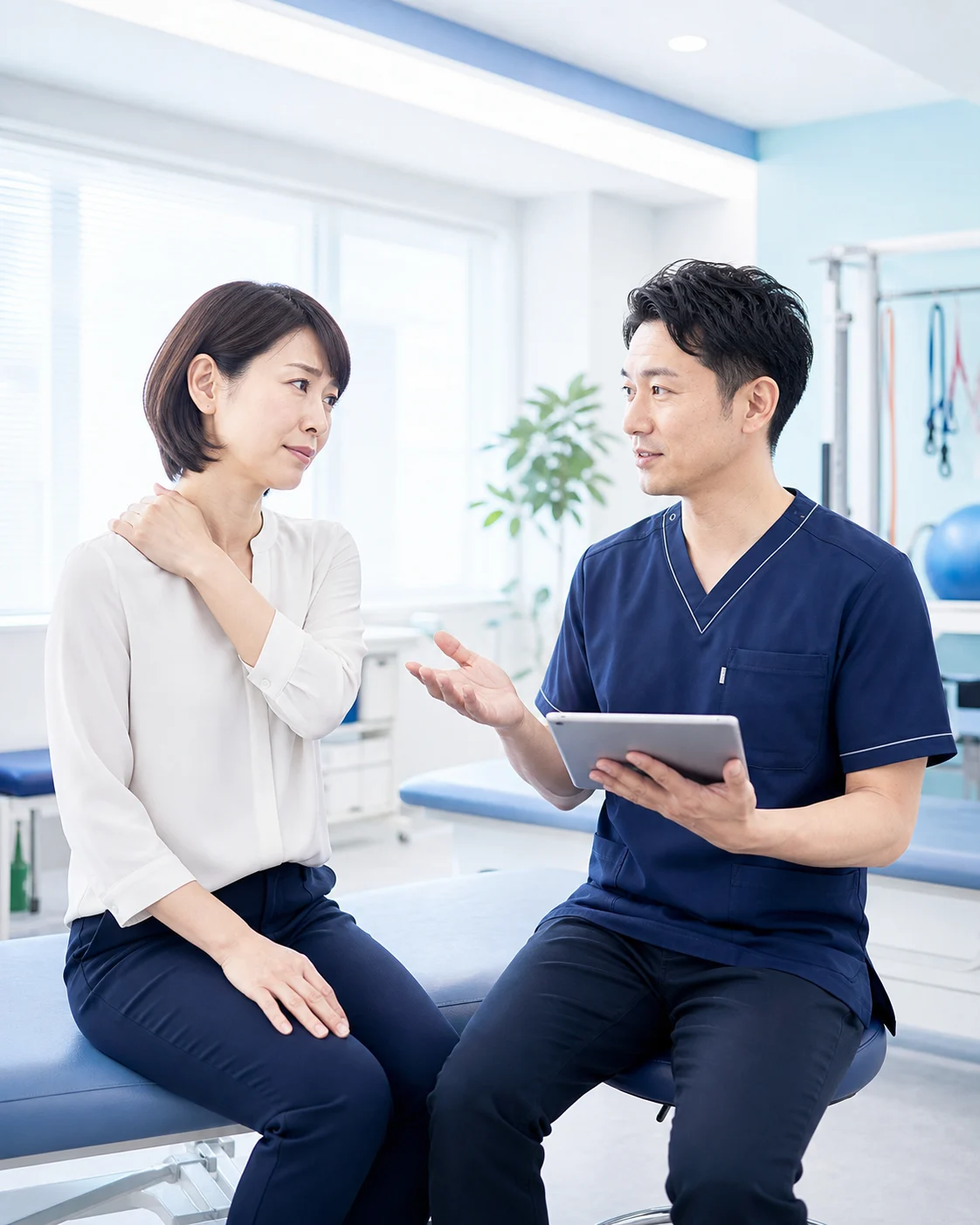 肩こりを相談する患者のイメージ