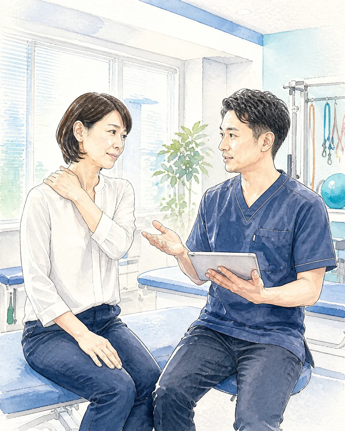 肩こりを相談する患者のイメージ