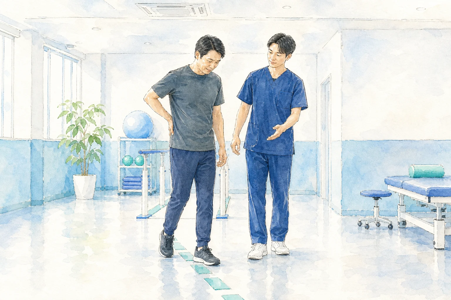 急性腰痛で安全に動きを確認するイメージ