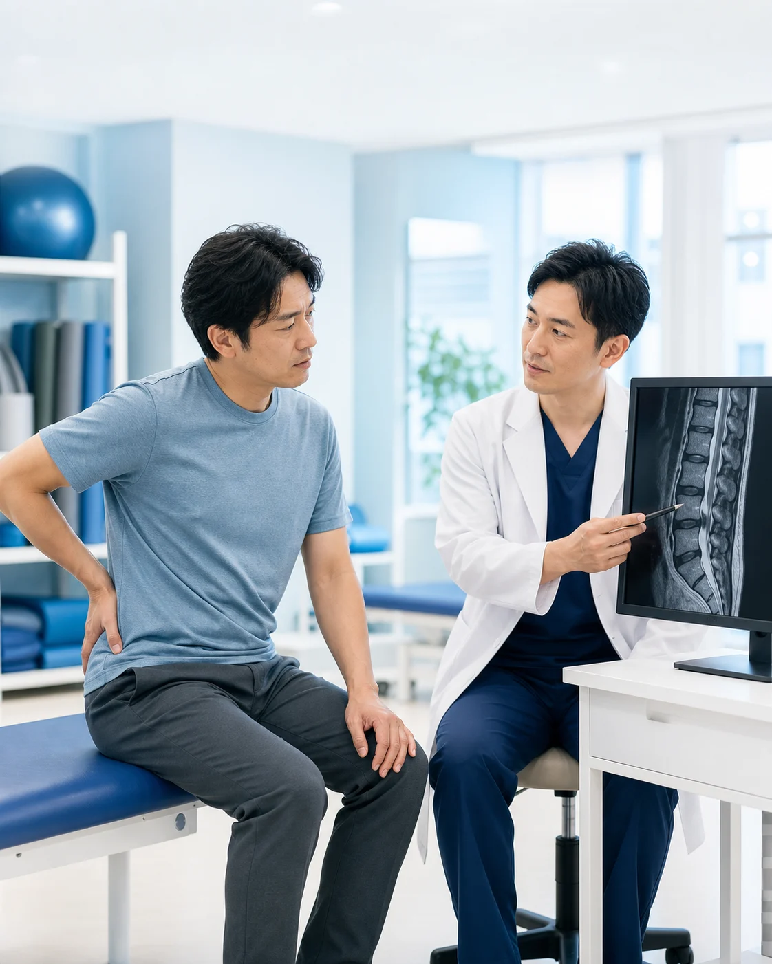 腰椎椎間板ヘルニアを相談する患者のイメージ
