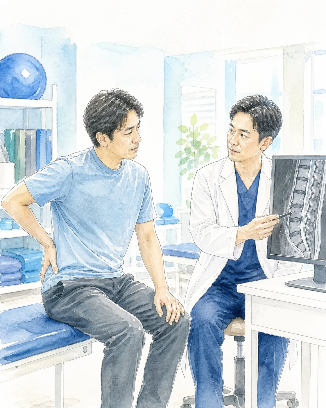 腰椎椎間板ヘルニアを相談する患者のイメージ